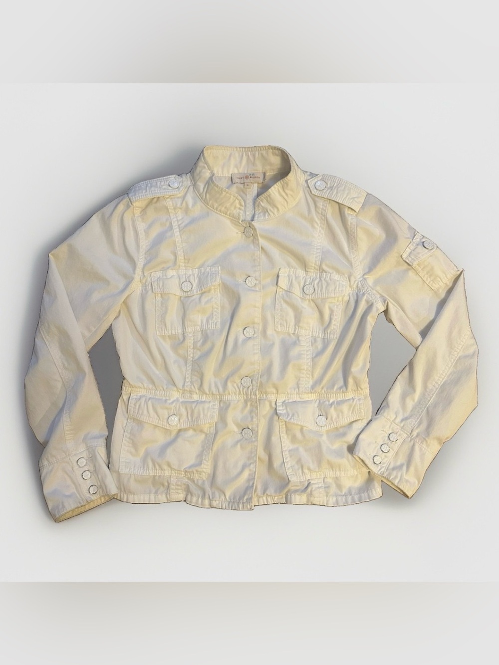 TORY BURCH Women's Sgt. Pepper Jacket Chalk (Ivory) Denim Coat Button Sz M $295